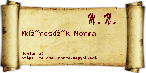 Márcsák Norma névjegykártya